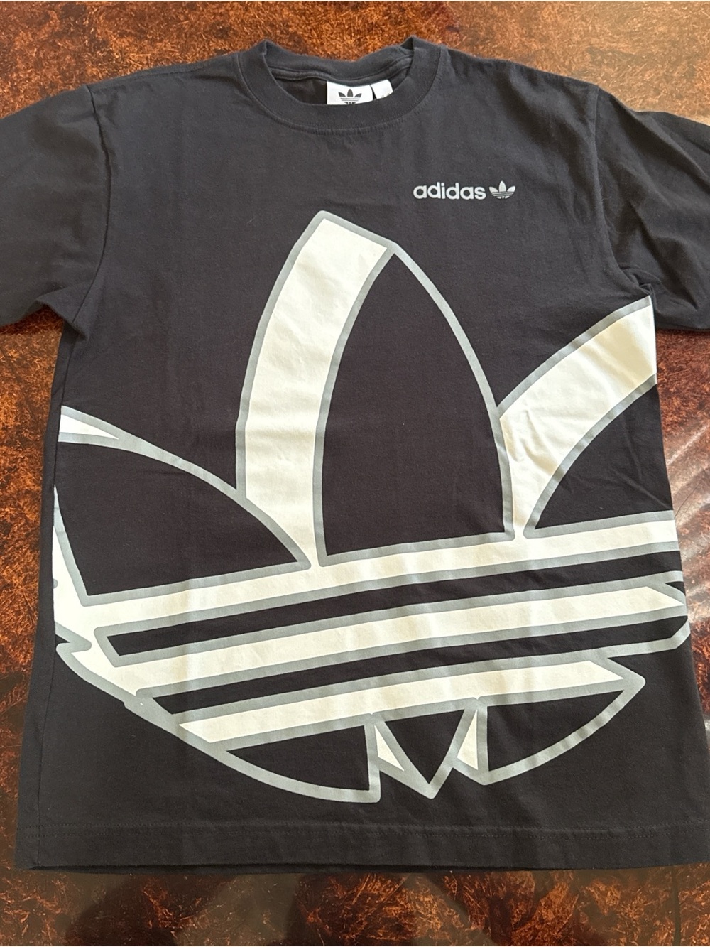 adidas Black Tee with Large White Trefoil Graphic